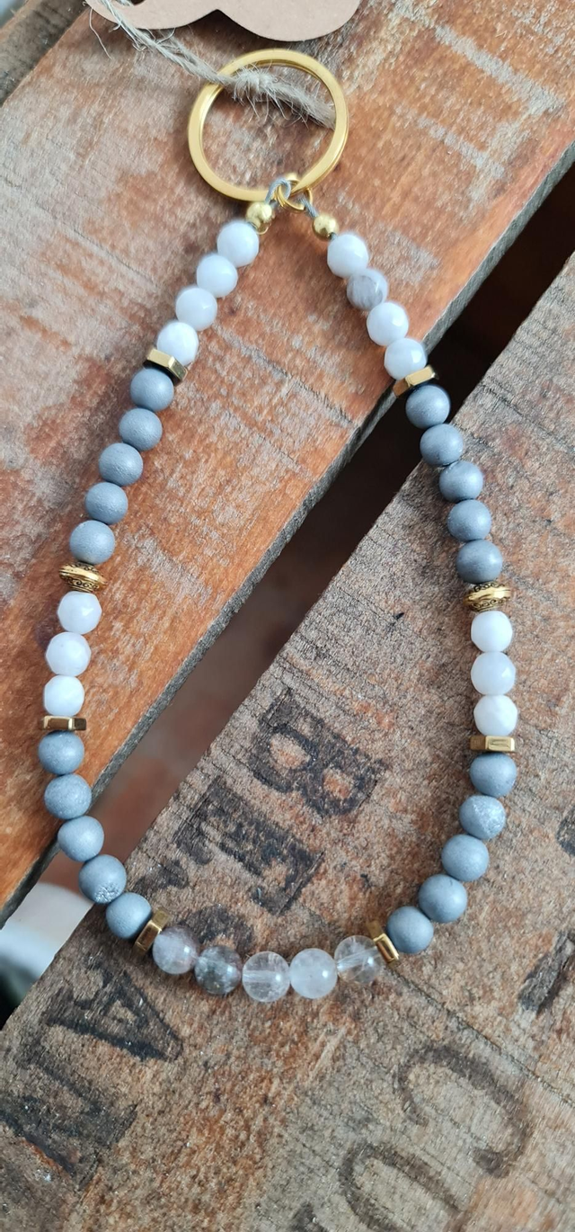 Porte clé en agate et quartz