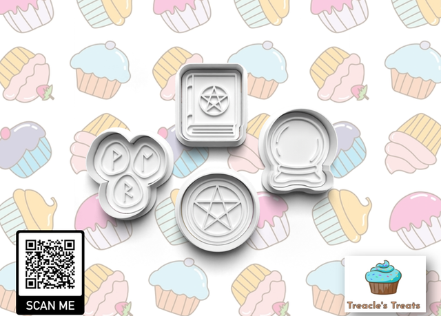 Halloween Witch Symbols Fondant/cookie stamps with cutters