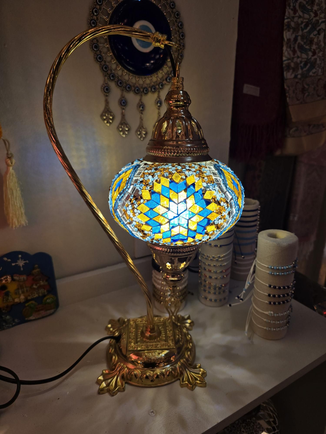 Large Mosaic Swanneck Table Lamp