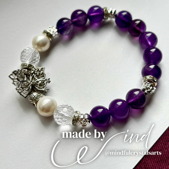Made by Wind Series: Amethyst x Clear Quartz Bracelet (A)