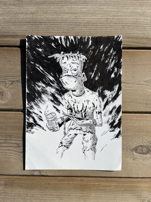 Dibujo Original Los Simpson "Casa del terror: Hugo" 