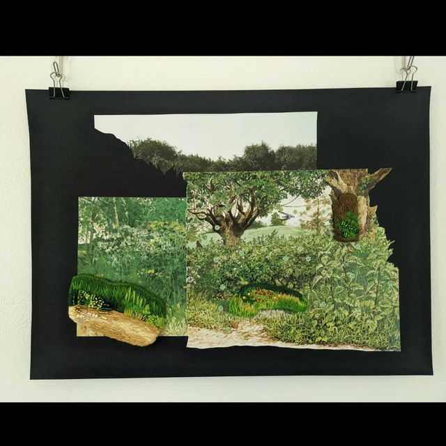 Soundly falling asleep on the gathered leaves (original, unframed)