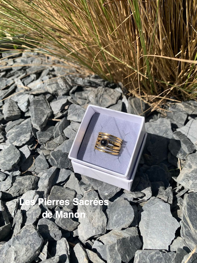 Bague Agate Noire ajustable