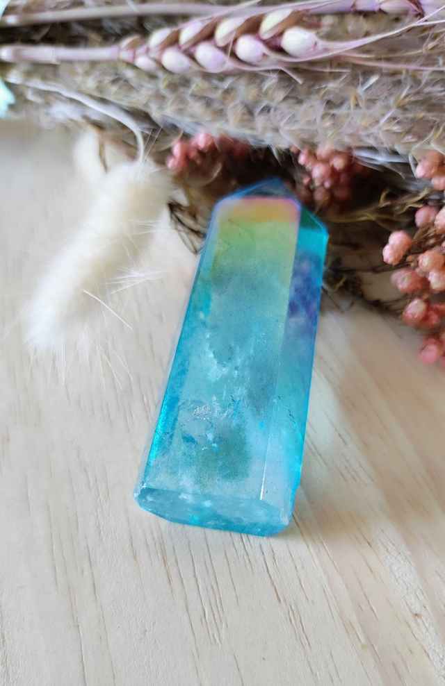 Pointe Cristal de roche Aqua Aura 