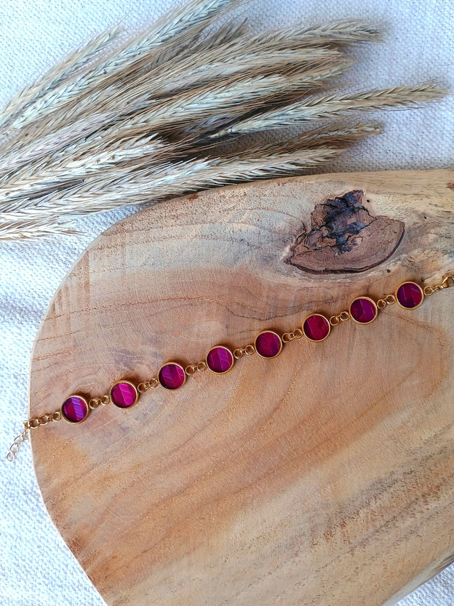 Bracelet Multi-cabochon Chevron prune