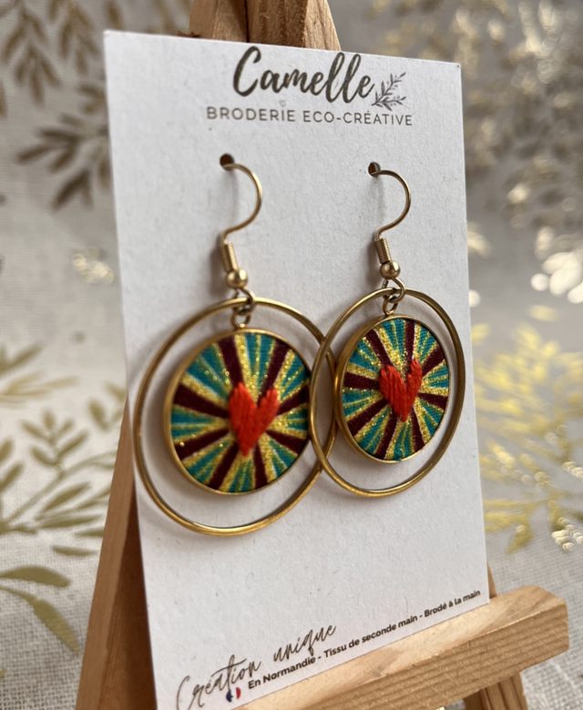 Boucles d’oreilles brillantes/orangé