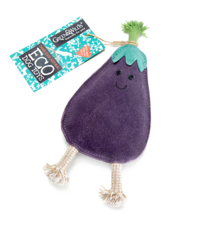 GREEN & WILDS AUSTIN THE AUBERGINE ECO DOG TOY