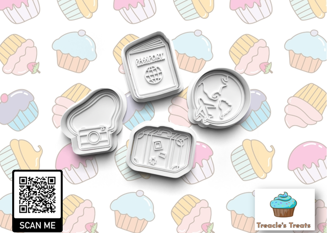 Globetrotter Theme Fondant/cookie stamps with cutters