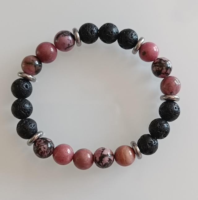 Rhodonite et Pierre de Lave