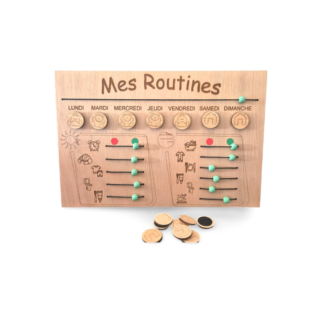Planning semainier enfant – Tableau des routines en bois