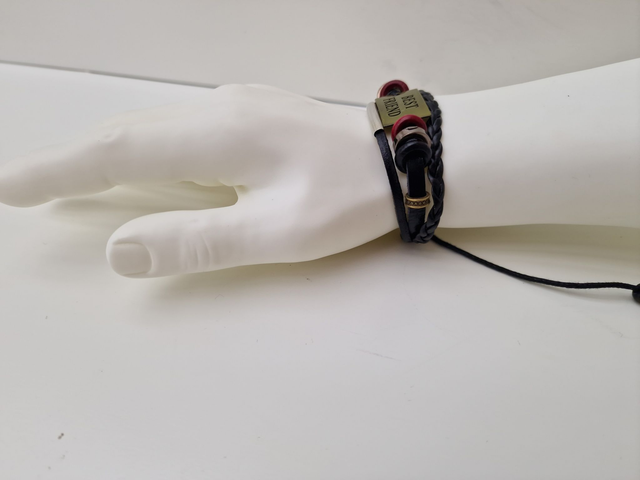 Bracelet Cuir Noir Best Friend Doré