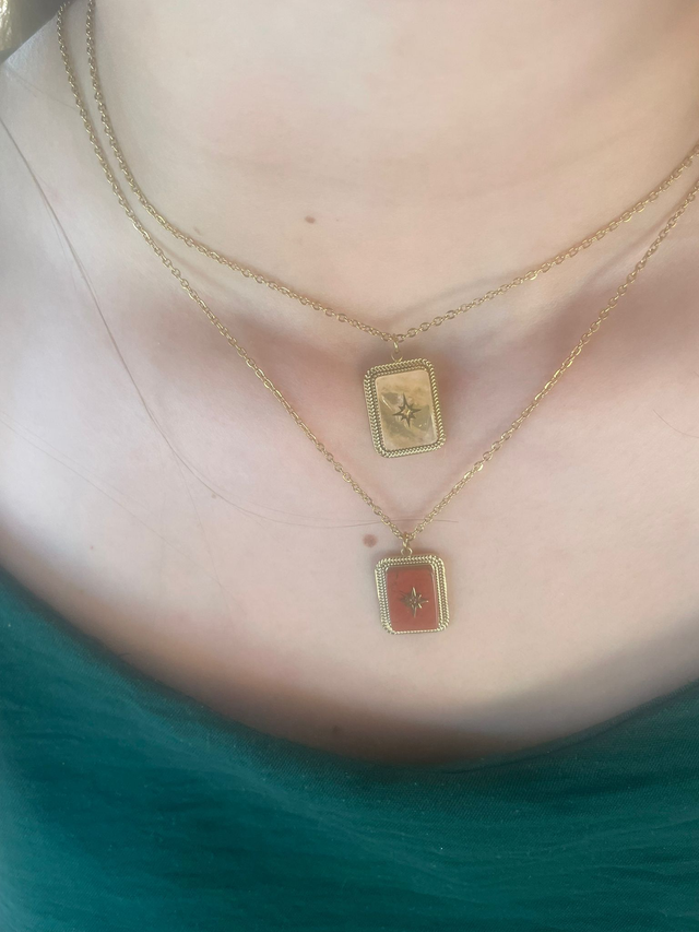 Collier pendentif étoile du Nord terracotta