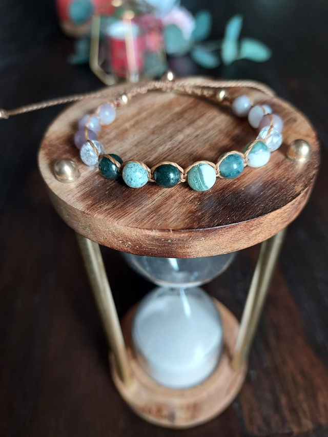 Agate mousse - Lepidolite - Cristal de Roche