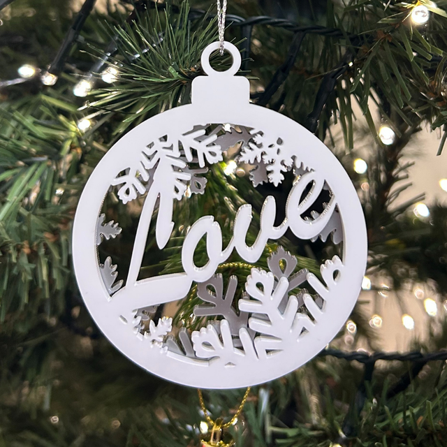 2 x Circular Love Baubles (Silver)