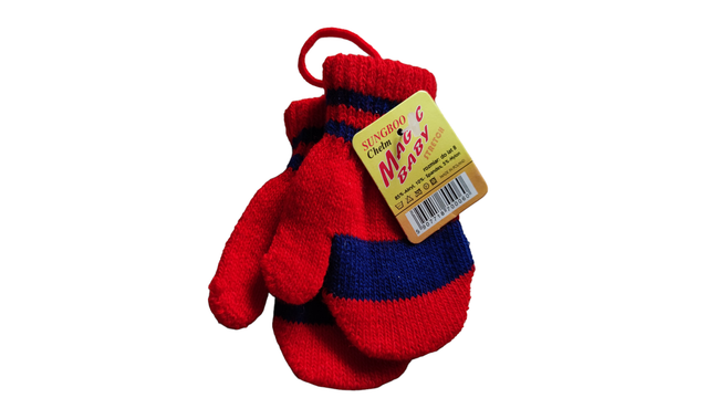 Moufles rouge et bleu marine avec cordon  (Magic Baby)