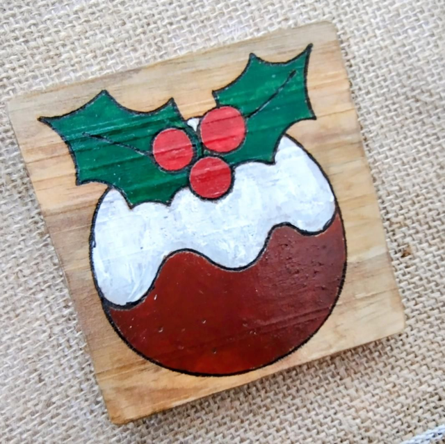 Oak Coaster - Christmas Pudding