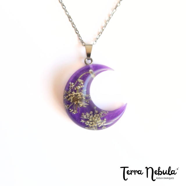 Collier Lune Fleurie Violette | CO003 | Ombelles