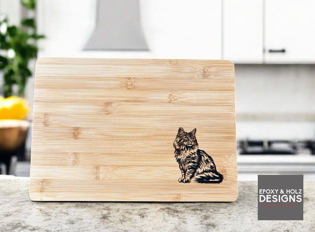 Schneidbrett Bambus Katze Maine Coon