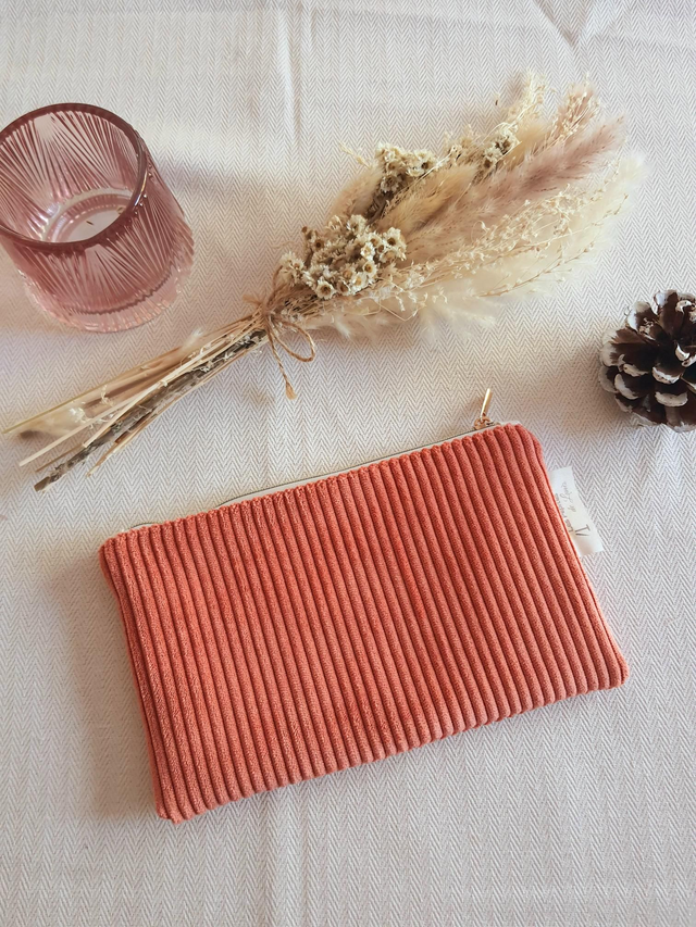 Trousse velours corail
