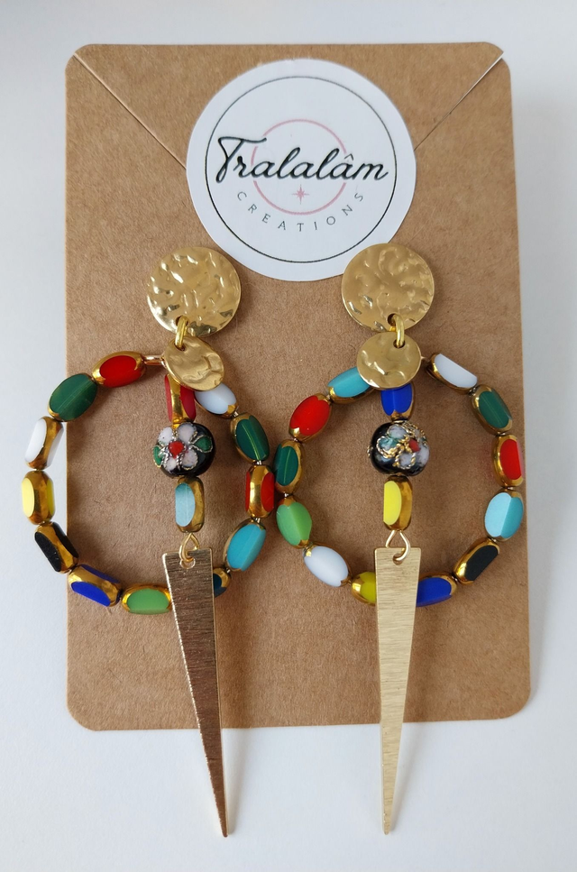 ✨Boucles d’oreilles &quot;multicolores pampilles aiguisées&quot;✨
