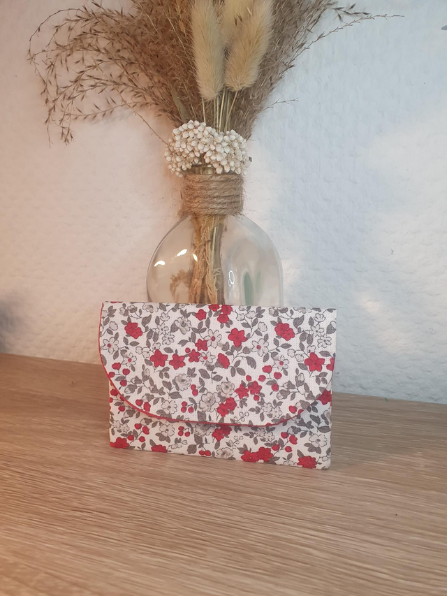 Porte-cartes Léonie rouge/gris /rouge