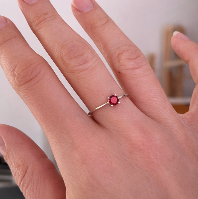 Bague argent 925, Grenat