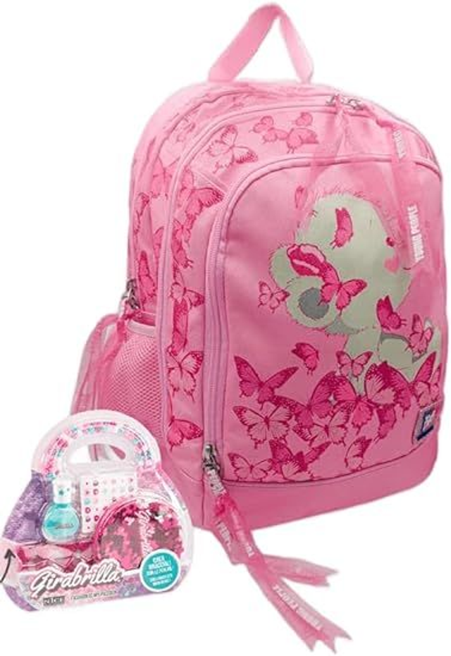 Tinta Unita Zaino scolastico Dream con Orsetto Farfalla + girabrilla