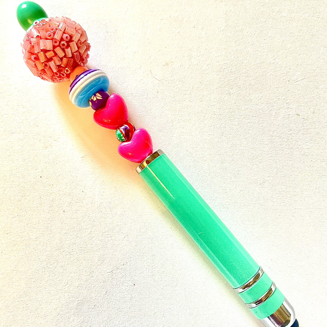 S28 - Stylo à perles silicone et verre