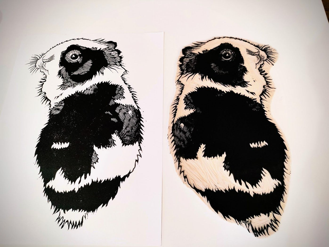 linogravure lapin " Pichenette" format A4