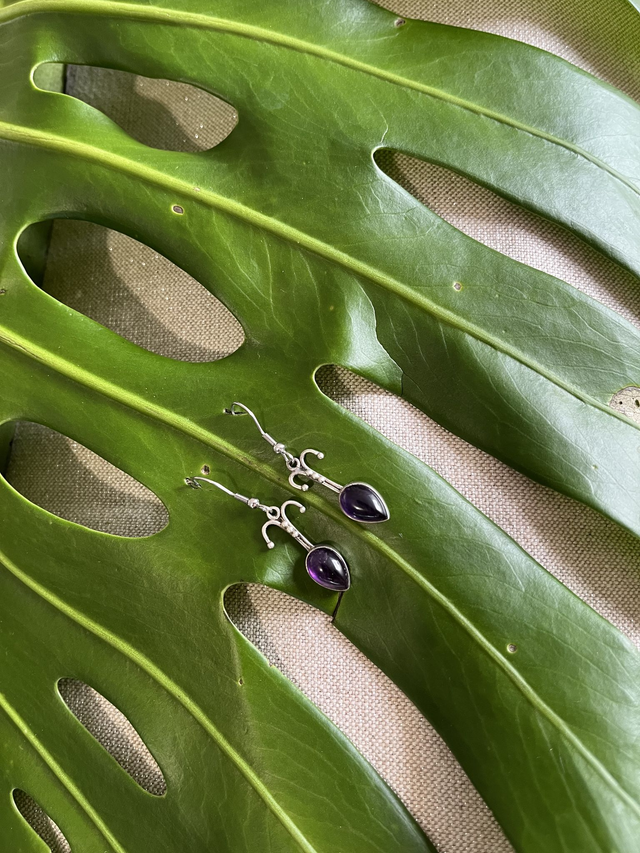 Boucle d'Oreilles Améthyste sur Argent 925