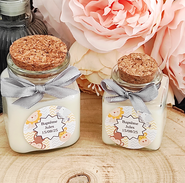 Bougie flacon cadeau invités baptême