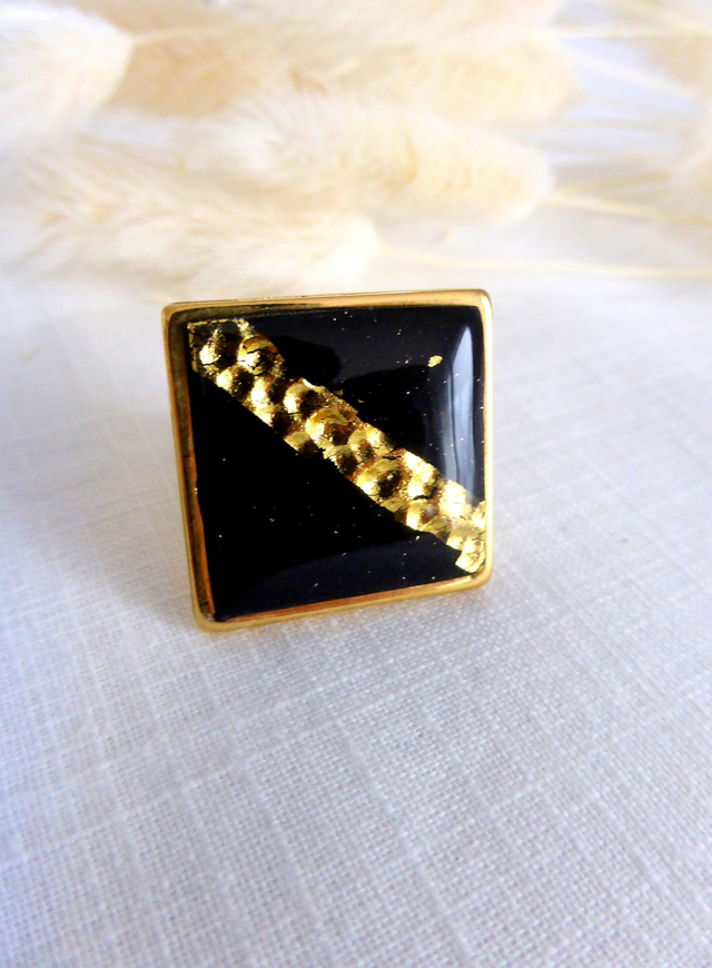Bague carrée - Nuit dorée