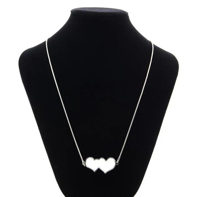 Double Love Heart Photo Necklace