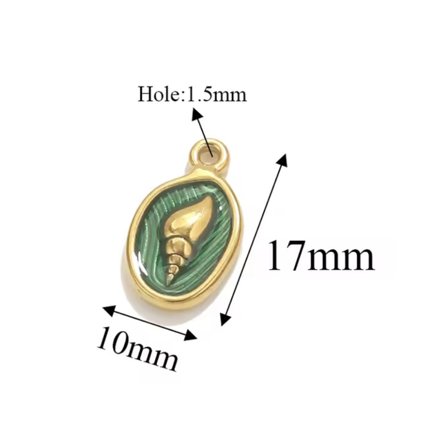 Charm cammeo conchiglia verde gold 