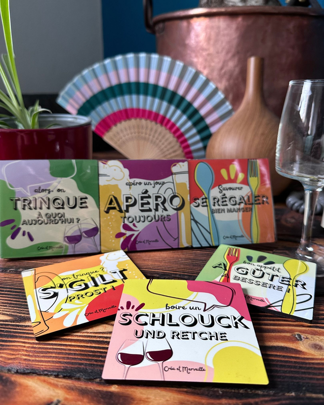 Lot de 6 sous-verres en patois &amp; français 🍻 