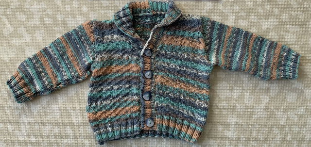 Orange, turquoise &amp; grey cardigan 