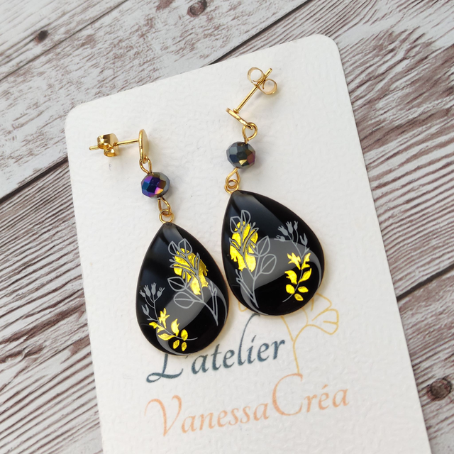 Boucles &quot;Lola&quot; Nuit florale