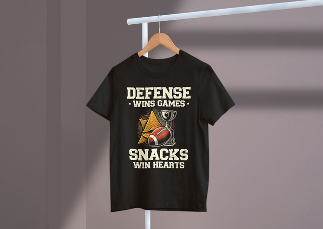 Defense Wins Games Snacks Win Hearts Football Game Day Fun. Verteidigung gewinnt Spiele, Snacks gewinnen Herzen, Spaß am Fußballspieltag