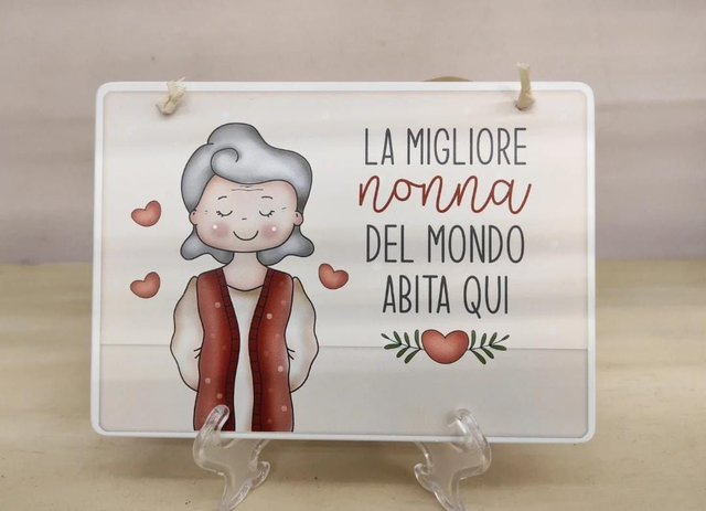 Targa Decorativa "La migliore nonna del mondo abita qui"