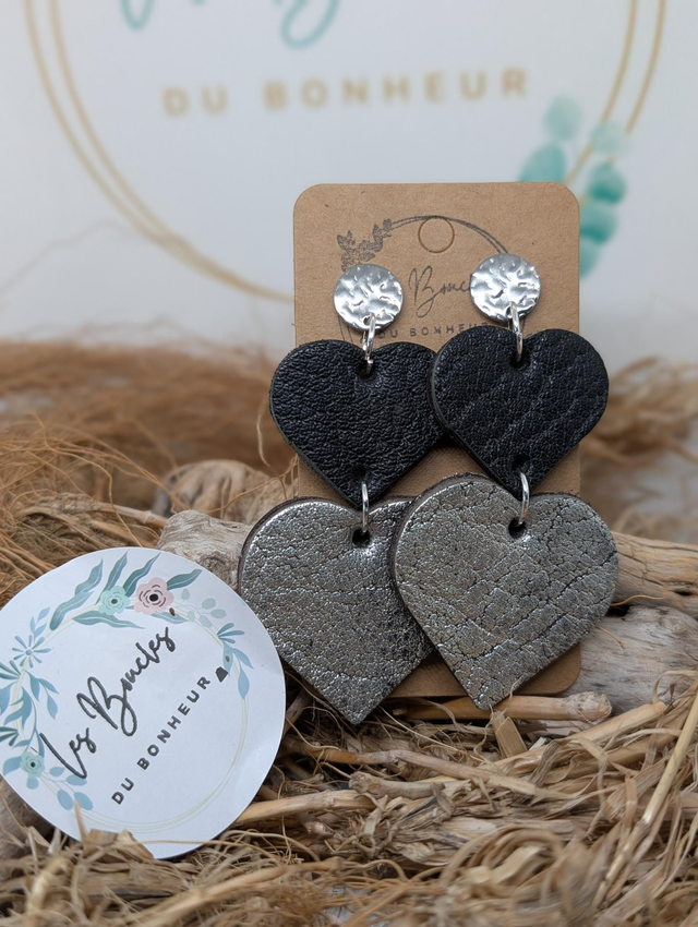 Boucles d'oreilles Marie Laure argenté et noir ml034