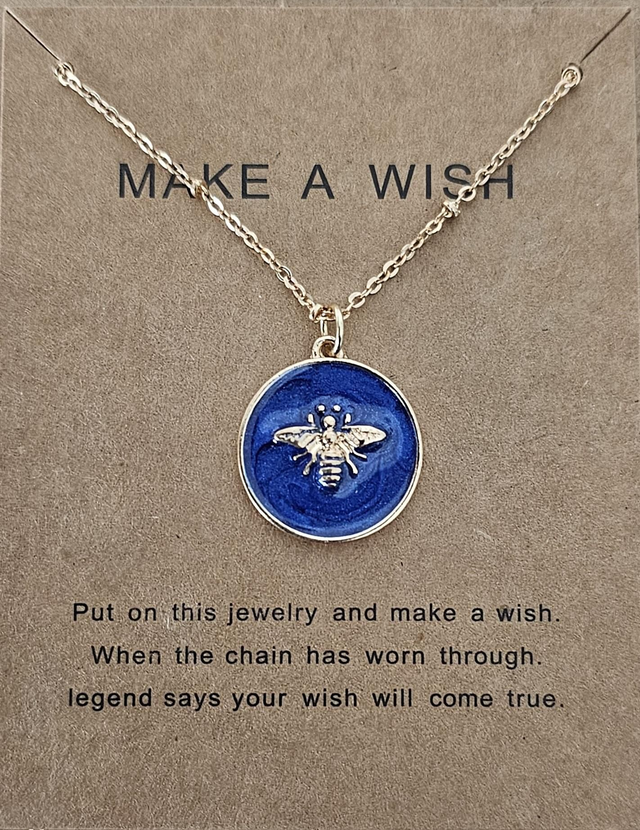 Round Bee Pendant Necklace