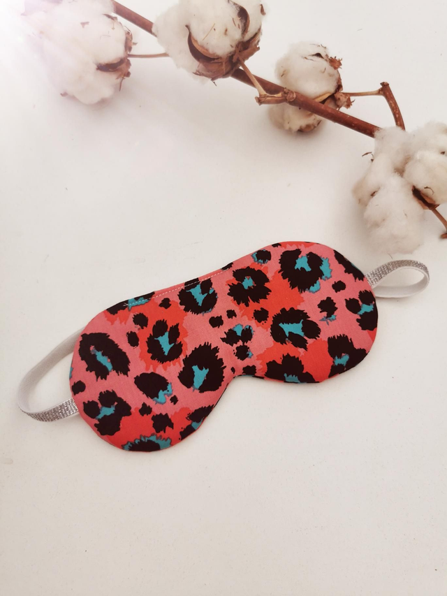 Masque de nuit léopard rose/vert