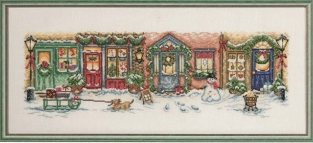 Permin Christmas Street - Linen Cross Stitch Kit