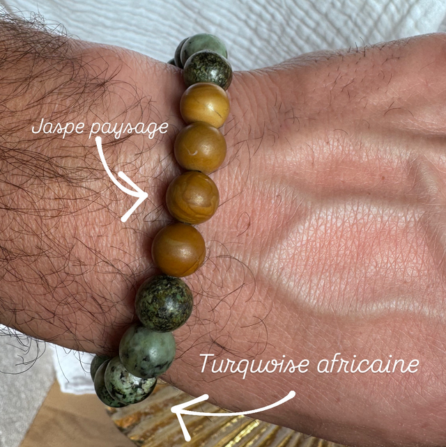 Bracelet homme en pierres naturelles.