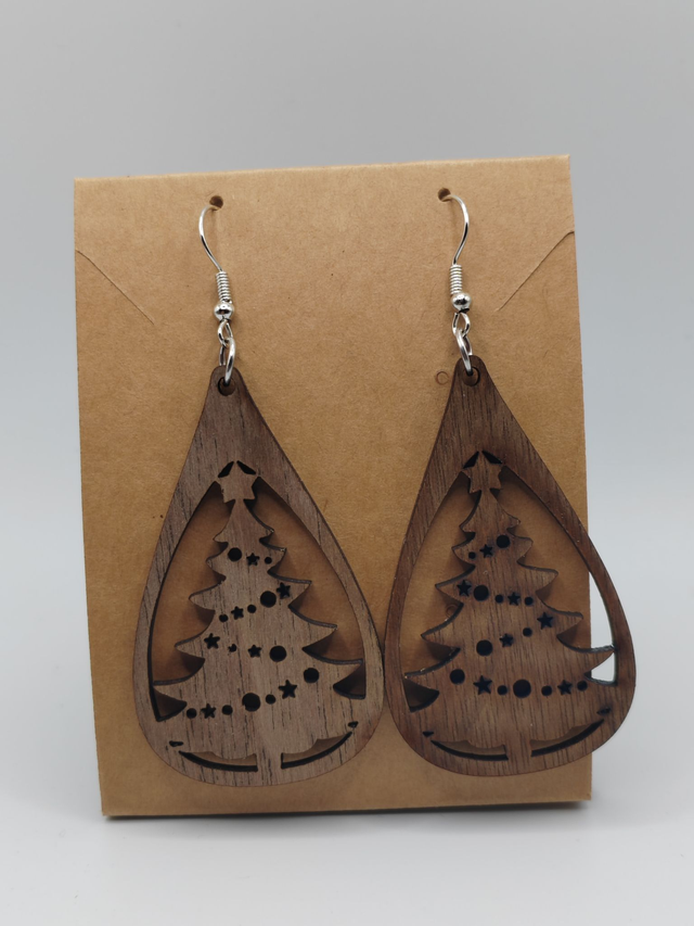 Boucles d&#039;oreille goutte d&#039;eau &quot;Sapin&quot;