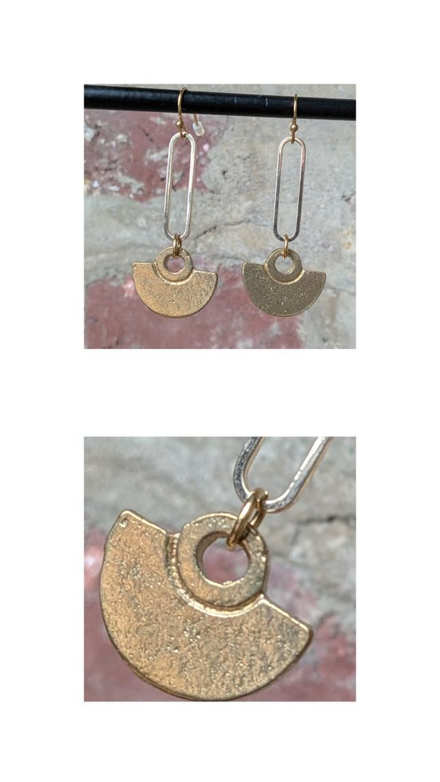 Boucles d'oreilles " Egypte", bronze et acier inoxydable doré -sans nickel 