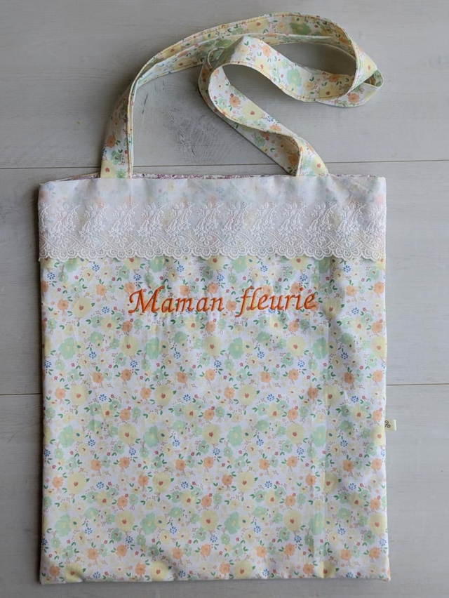 Tote bag "Maman fleurie" réversible
