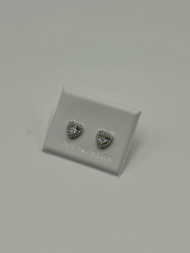 CZ Diamond Heart Earrings