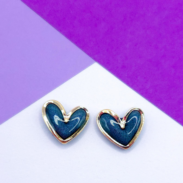 Midnight Heart Studs