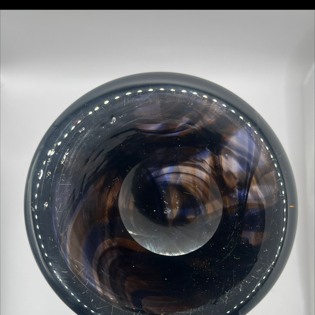 Whitefriars – Large Streaky Cylinder Vase, Pattern 9783, Clear with Purple & Blue